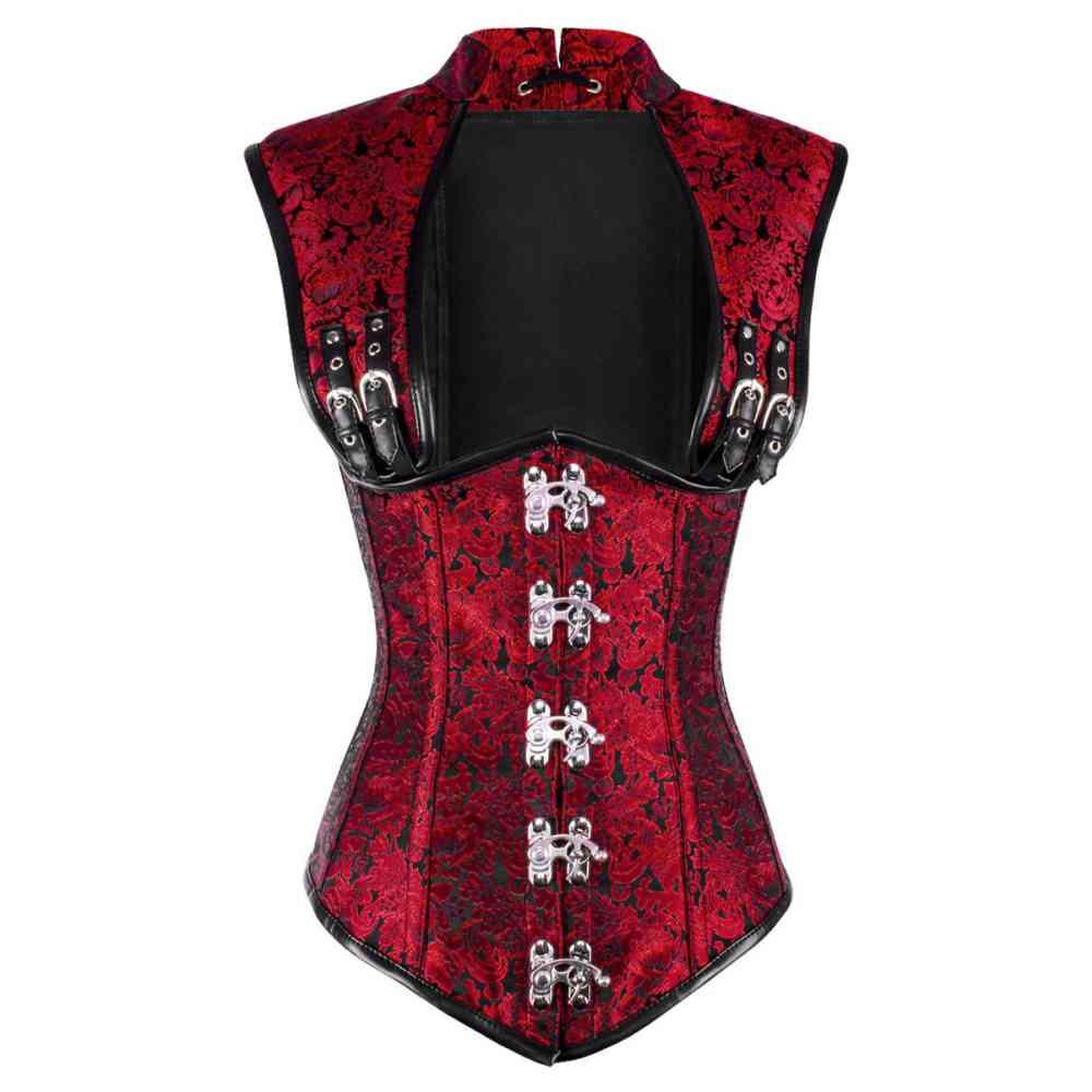 Attitude Corsets - Alárion Overbust korset - Lace - Rood/Zwart